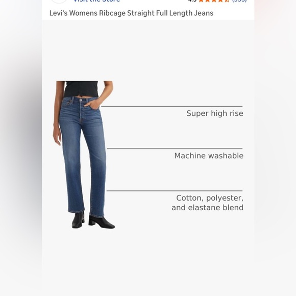 Levi's Ribcage Straight- Button Fly -Full Length - Picture 4 of 14